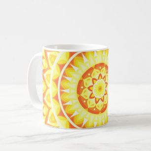 Gelbe Mandala Helle Fröhliche Boho Sonnenmuster Kaffeetasse