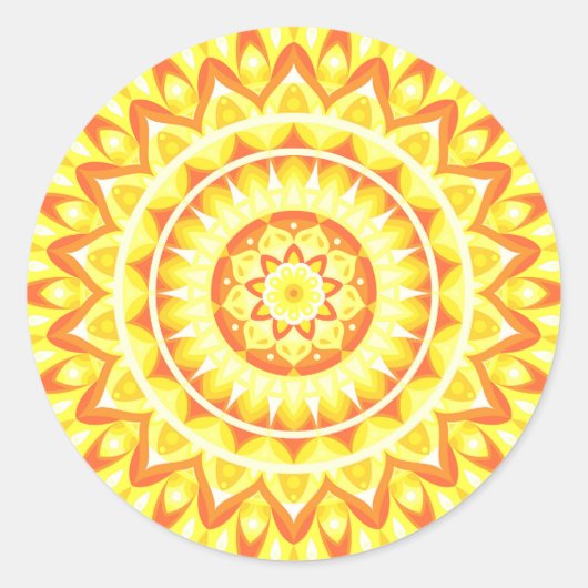 Gelbe Mandala Helle Sonne Boho Fröhlicher Aufklebe Runder Aufkleber (Vorderseite)