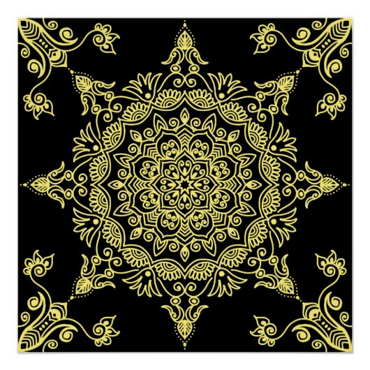 Gelbe Mandala Poster (Vorderseite)