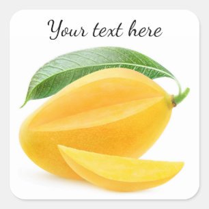 Gelbe Mango schneiden Quadratischer Aufkleber