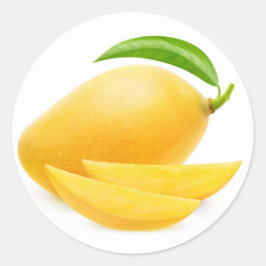 Gelbe Mango schneiden Runder Aufkleber