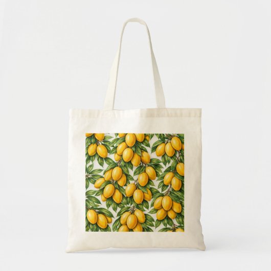 Gelbe Mango Tropisches Botanisches Muster Tragetasche (Vorne)