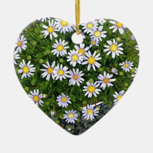 Gelbe Margarita-Blume mit grauen Kies Keramik Ornament (Vorne)