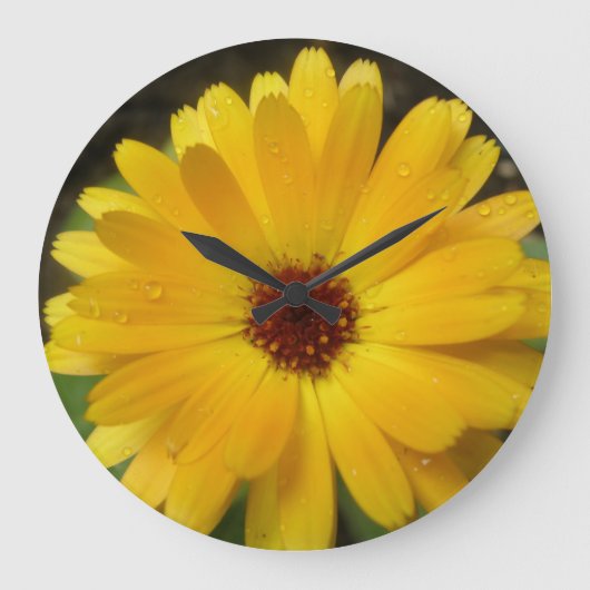 Gelbe Marigold-Macintosh Große Wanduhr (Vorderseite)