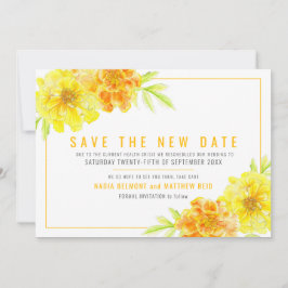 Gelbe Marigold rettete das neue Datum Hochzeit ret Save The Date