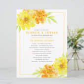 Gelbe Marigolds Hochzeitsprogramm Aquarellkunst Programm (Stehend Vorderseite)