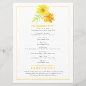 Gelbe Marigolds Hochzeitsprogramm Aquarellkunst Programm (Rückseite)