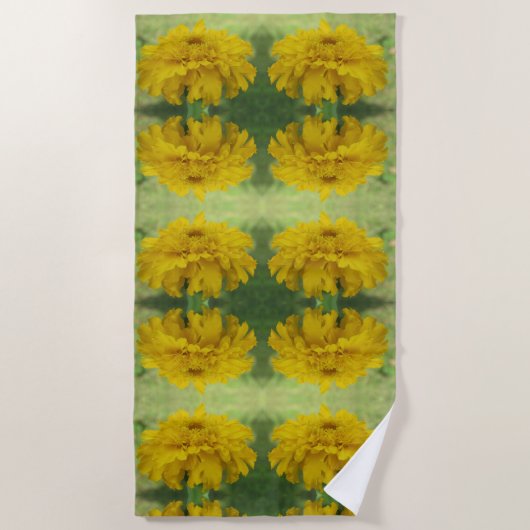 Gelbe Marigolds Strand Sonnenschein Handtuch (Vorderseite)