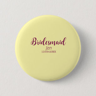 Gelbe marine Brautjungfer Name Datum stilvoll Brau Button
