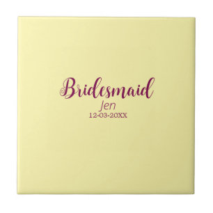 Gelbe marine Brautjungfer Name Datum stilvoll Brau Fliese