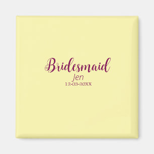 Gelbe marine Brautjungfer Name Datum stilvoll Brau Magnet