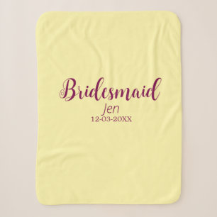 Gelbe marine Brautjungfer Name Datum stilvoll Brau Sherpadecke