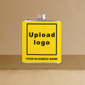 Gelbe Markenbezeichnung auf Vinyl Wrapped Flask Flachmann