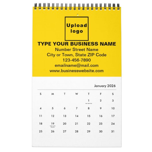 Gelbe Markenbezeichnung für den Kalender (Jan 2026)