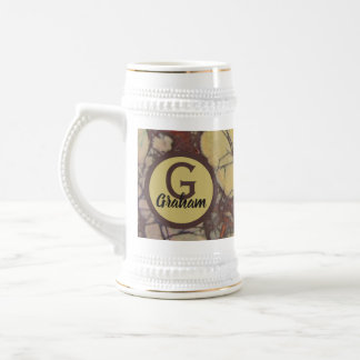 Gelbe Marmor-Familieninitialen-Andenken Bierglas