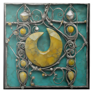 Gelbe Marmor-Metall-Kunstskulptur Fliese