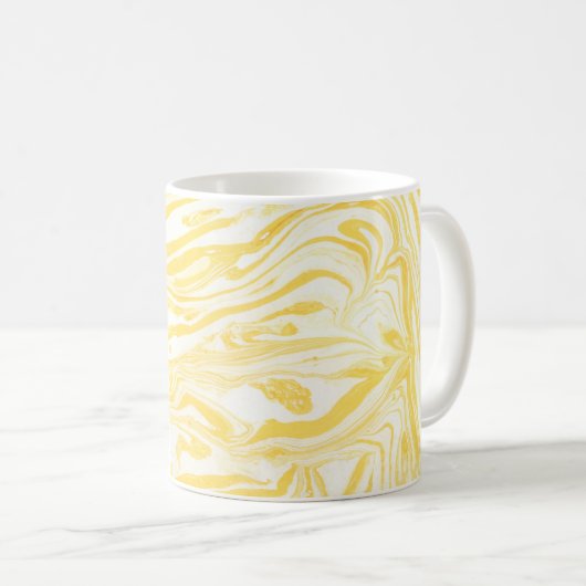 Gelbe Marmorstruktur. Handgezeichnet Kaffeetasse (VorderseiteRechts)