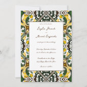 Gelbe, mediterrane Kachel in einer Hochzeit Einladung (Vorderseite)