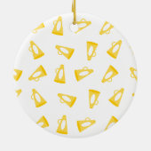 Gelbe Megaphone und Cheerleader personalisiert Keramikornament (Hinten)
