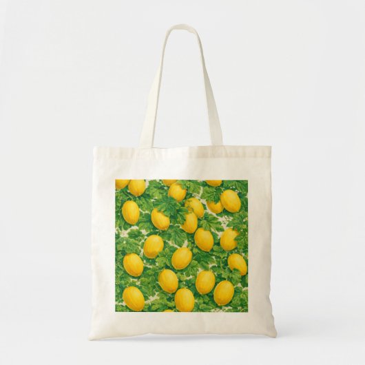 Gelbe Melonenranke Botanisches Muster Tragetasche (Vorne)
