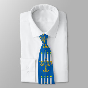 Gelbe menorah hanukkah Judenprint Krawatte
