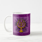 Gelbe Menorah Lila Imitate Glitzer Kaffeetasse (Links)