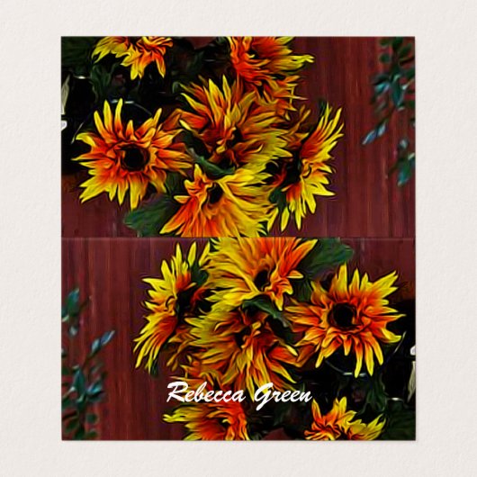 Gelbe Milchsorten auf Roter Barnboard Visitenkarten (Außenseite Aufgefaltet)