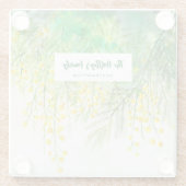 Gelbe Mimosa Floral Aquarellmalerei Glasuntersetzer (Rückseite)