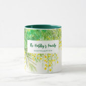 Gelbe Mimosa Floral Aquarellmalerei Tasse (Zentrum)