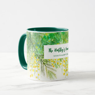 Gelbe Mimosa Floral Aquarellmalerei Tasse