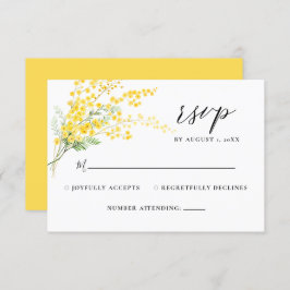 Gelbe Mimosa Frühlingsblumen Hochzeit RSVP
