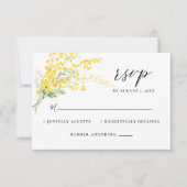 Gelbe Mimosa Frühlingsblumen Hochzeit RSVP Karte (Vorderseite)