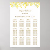 Gelbe Mimosa-Hochzeitssitzplan Poster (Vorne)