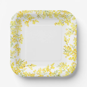Gelbe Mimose Pappteller