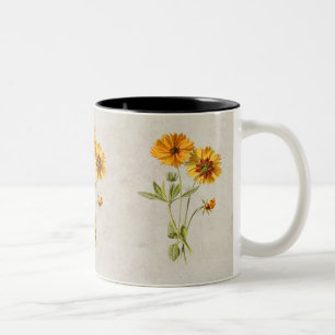 Gelbe Minimalistische Blume Zweifarbige Tasse