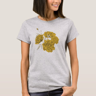 Gelbe minimalistische Blumen T-Shirt