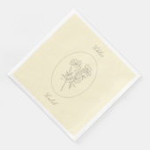 Gelbe minimalistische botanische Kalligrafie-Hochz Serviette (Ecke)
