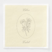 Gelbe minimalistische botanische Kalligrafie-Hochz Serviette (Vorderseite)