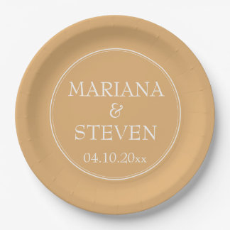 Gelbe Minimalistische Hochzeit Pappteller
