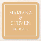 Gelbe Minimalistische Hochzeit Rechteckiger Pappuntersetzer (Vorderseite)