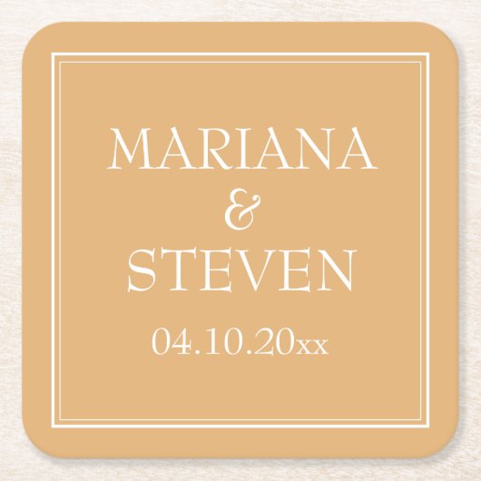 Gelbe Minimalistische Hochzeit Rechteckiger Pappuntersetzer (Vorderseite)