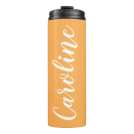 Gelbe Minimalistische Kalligraphie Personalisierte Thermosbecher