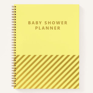 Gelbe Minimalistische Streifen Babyduschplanner Notizblock