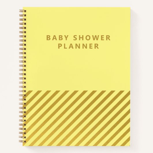 Gelbe Minimalistische Streifen Babyduschplanner Notizblock (Vorderseite)