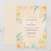 Gelbe Minzblatt-Hochzeit Einladung (Vorne/Hinten)