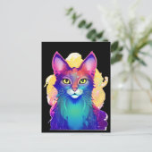 Gelbe Mit Augen Katze Postkarte (Stehend Vorderseite)