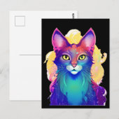 Gelbe Mit Augen Katze Postkarte (Vorne/Hinten)