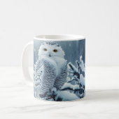 Gelbe mit Augen Schneeeule Kaffeetasse (Vorderseite Links)