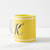 Gelbe Mit Monogramm Zwei-Tone-Kaffee-Tasse Zweifarbige Tasse (Vorderseite Links)