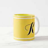 Gelbe Mit Monogramm Zwei-Tone-Kaffee-Tasse Zweifarbige Tasse (VorderseiteRechts)